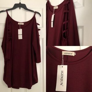 Women’s Cold Shoulder Three Quarter Sleeve Top